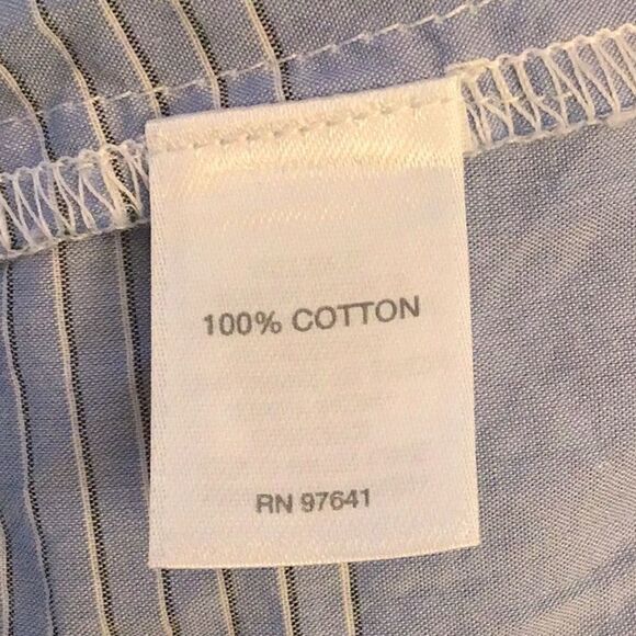 J. Jill Blue Contrast Stripe Button Up Long Sleeve Cotton Tunic Blouse - Picture 12 of 13